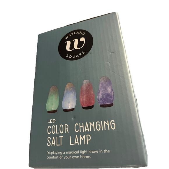 Wayland Square LED Color Changing Salt Lamp On A Wooden Base USB Powered - NWOT - Picture 3 of 6